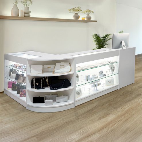 Hyperion LED Shop Counter Set K1500, B1500, TB60 & LM60 - White