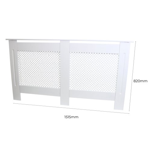 Radiator Cover White MDF Trellised Grill Modern Cabinet Shelf 1515mm