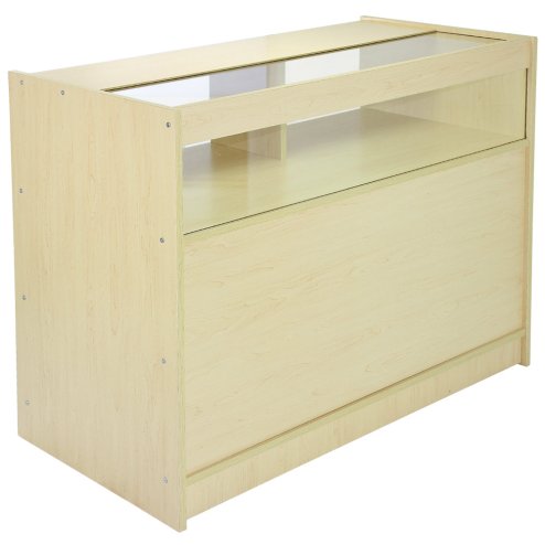 MonsterShop Virgo Shop Counter Cabinets & Retail Display Glass Showcase Set, Maple, Melamine MDF