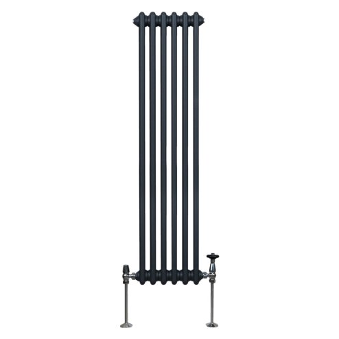 Traditional 3 Column Radiator 1500mm x 292mm Modern Central Heating Heater Matt Anthracite Grey Carbon Steel Vertical Wall Mounted Kitchen Living Room Bathroom Cleaning Brush Fixing Kit & Brackets