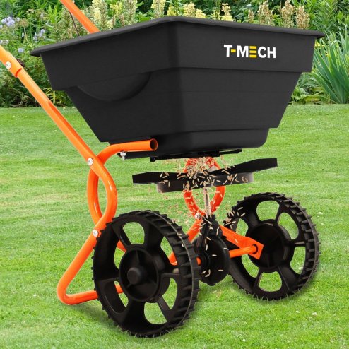 Rotary Spreader Seed Fertiliser Grass Gritter Rock Salt Lawn Garden Outdoor Sand Grit Winter Fertilizer Variable Flow 55lbs / 25kg