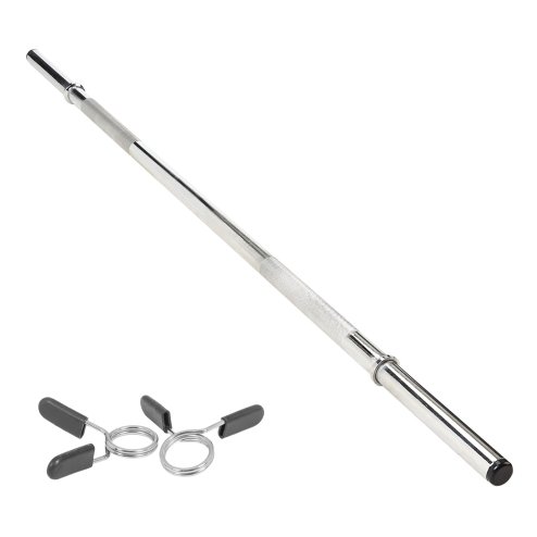 Body Revolution Barbell Bar - 1.2m Weight Lifting Bar for 1 Inch Standard Weights Plates - Barbell for Bench Press, Curls, Deadlift and Powerlifting  (1.2m Spinlock Collar)