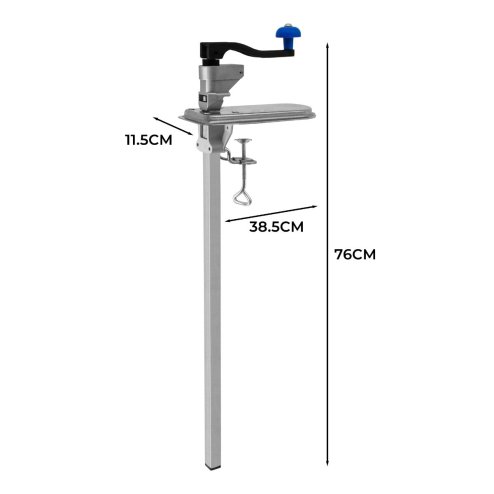 Commercial Can Opener 50cm 20 Inch Heavy Duty Stainless Steel Large Manual Tin Opener Sharp Blade Professional Kitchen Catering Restaurant Workbench Table Top Clamp Adjustable Height FREE Bench Screws