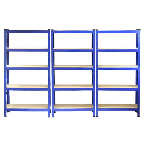 Racking Storage Shelving 75cm Heavy Duty Garage 5 Tier Black & Blue Steel Shelf Unit 75cm x 30cm x 150cm (6, Blue)