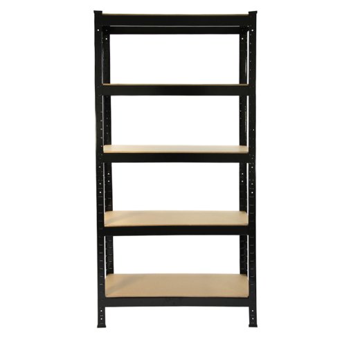 75cm Wide Racking Garage Storage Shelving Heavy Duty 5 Tier Shelf Unit 75cm x 30cm x 150cm (2, Black)