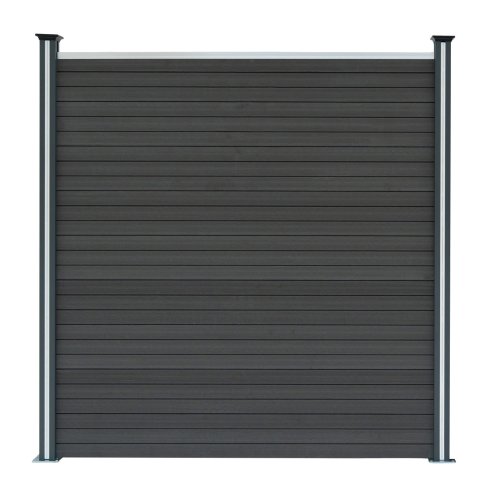 Composite Fence Panel x 4 & LED Posts x 5 - Grey