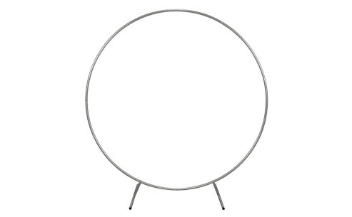 Wedding Moongate Silver Arch 2m/ 200cm  & Weeping Willow Light Up Tree Warm White LED Metal Flat Base Arbour Background Decor Flower Balloon Circle Hoop Frame Outdoor Backdrop  Decoration Prop
