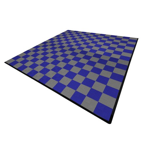 Vented Modular Interlocking Flooring Tiles & Edges 120 Grey & 120 Blue Double Garage Heavy Duty Floor Mat Showroom Workshop Outdoor Polypropylene Anti Slip Weather Resistant Drainage 6m x 6m 36m2