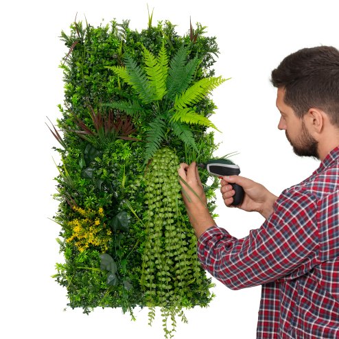 2Pcs Artificial Plant Wall Panel 50 x 100cm Alina Living Foliage Greenery Tiles Indoor Outdoor Weather & UV Resistant Grass Fence Hedge Privacy Backdrop Garden Home Decor Snap & Lock Fixings Included