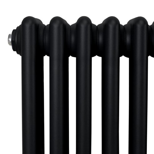Traditional 3 Column Radiator 1500mm x 562mm Modern Central Heating Heater Matt Black Carbon Steel Vertical Wall Mounted Kitchen Living Room Bathroom Cleaning Brush Fixing Kit & Brackets