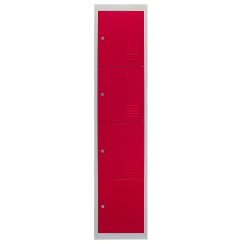 MonsterShop 3 x Metal Lockers, 4 Door Storage, Blue & Grey Metal Lockable Unit, School Staff Gym Changing Room