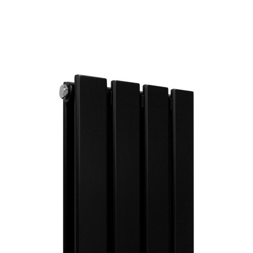 Designer Radiators 180 x 28cm Flat Panel Modern Central Heating Matt Black Vertical Column Double Panel Wall Mounted Slimline Kitchen Living Room Bathroom Commercial Cleaning Brush & Fixing Kit