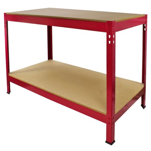 Work Bench Garage Table / Metal Storage Shelving DIY Tools Heavy Duty Workbenches Workshop Shed / 2 Shelves 90cm x 120cm x 60cm