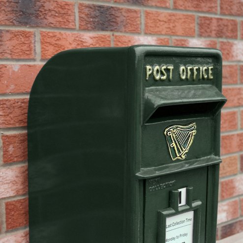 Royal Mail Post Box Irish with Floor Stand ER Cast Iron Wall Mounted Wedding Authentic Pillar Replica Lockable Post Office Letter Box Green