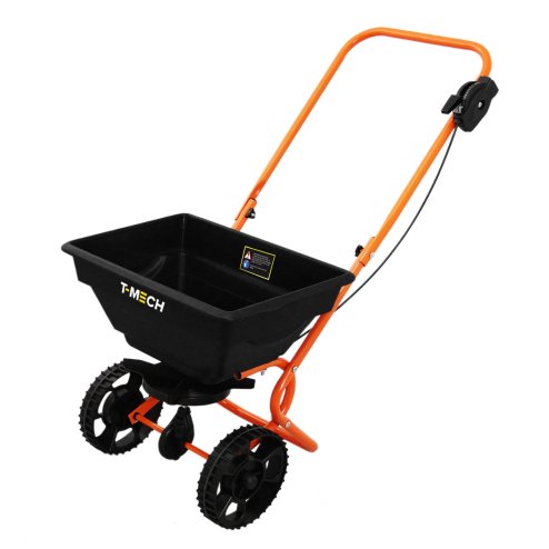 Lawn Leveller & Rotary Spreader Gritter Fertiliser Garden Levelling Rake Lute 50cm x 32cm Green Removable Extendable Handle Salt Grit Sand Seed Rain Cover & Gloves