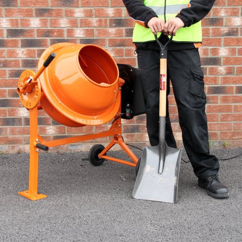 T-Mech 70 Litre Electric Cement Mixer 250W Portable Mortar Concrete Mixing Machine with Wheels / 240V 13A UK Plug