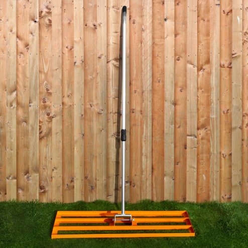 Lawn Leveller 100cm x 32cm Levelling Rake Lute Heavy Duty Lightweight Galvanised Steel Aluminium Orange 1.2 - 1.9m Extendable Handle Easy Grip Landscaping Garden Tool Grass Soil Artificial Turf Gravel
