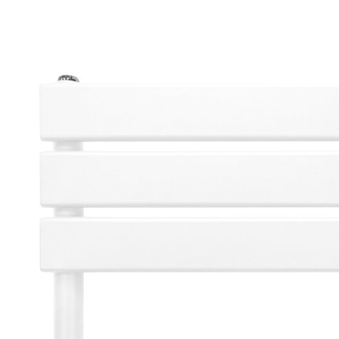 Vertical Towel Radiator Designer Flat Panel 1200mm x 600mm Bathroom Heated Rail Gloss White Central Heating Ladder Heater Wall Mounted Carbon Steel FREE Cleaning Brush Fixing Kit & Brackets