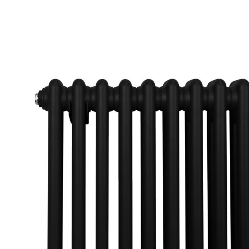 Traditional 2 Column Radiator 1500mm x 202mm Modern Central Heating Heater Matt Black Carbon Steel Vertical Wall Mounted Kitchen Living Room Bathroom Cleaning Brush Fixing Kit & Brackets