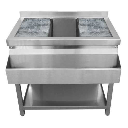 KuKoo Cocktail Bar Station Free Standing Stainless Steel Bar Sink Workstation Insulated Ice Wells