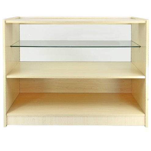 MonsterShop C1200 Shop Counter Glass Retail Showcase Display Cabinet, Maple, 120cm x 90cm x 60cm