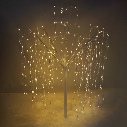 Wedding Moongate White Arch 2m/200cm & Weeping Willow Light Up Tree Warm White LED with Metal Flat Base Arbour Background Decor Flower Balloon Circle Hoop Frame Outdoor Backdrop Wedding Decoration