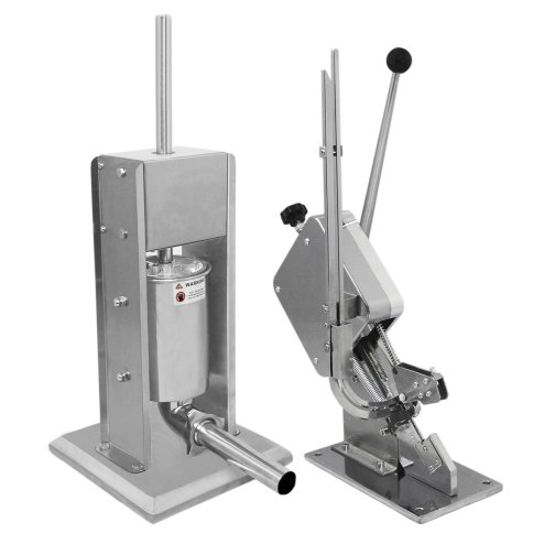 Sausage Stuffer And Clipper Set Vertical Machine - 5L Meat Stuffing Maker Kit With 5 Size Professional Filling Nozzles Steel Clipping Sealing Butchers Commercial FREE 2000 U-Shape Clips