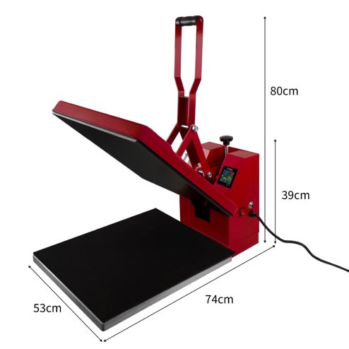 PixMax Large Sublimation T-Shirt Heat Press Machine & Printer, Clam Style, 50cm x 50cm, Red
