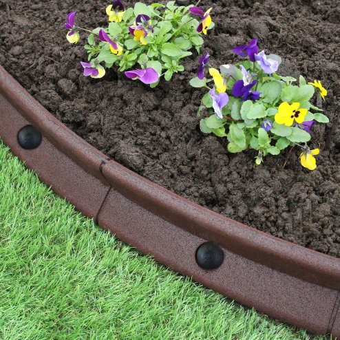 Flexible Lawn Edging Garden Border Grass Pathways Path Edge Vegetable Plot Flowerbed Raised Borders Rubber Artificial Grass Brown | Pack of 18 x 1.2m