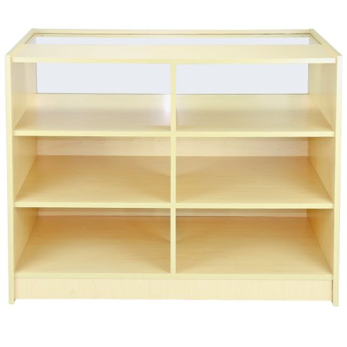 MonsterShop Zennith Shop Counter Cabinets & Retail Display Glass Showcase Set, Maple, Melamine MDF