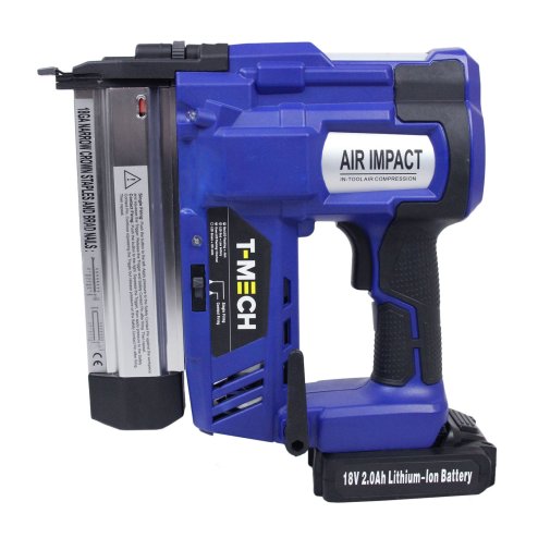 T-Mech 2 in 1 Nail & Staple Gun Cordless Powerful Electric Heavy Duty Stapler Nailer Tacker 18V, 600 x Nails & Staples, Additional Battery