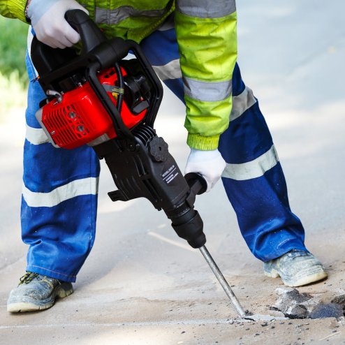 T-Mech Petrol Hammer Drill Cordless 2 Stroke 0.9KW 7500 RPM Rotary Breaker Chiselling Demolition Jackhammer Tool 32.6CC Single Cylinder Air Cooled Engine Chisel & Bit Attachments Tool Kit & Grease