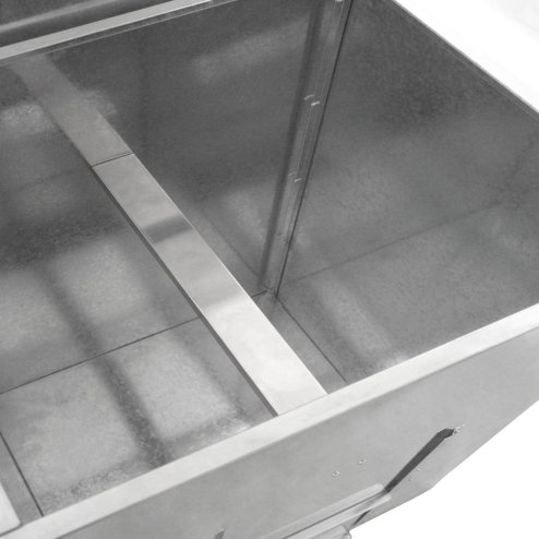 Coal Storage Bunker 250kg 390L Galvanised Steel Raised Metal Base Strengthening Bar Baffle Plate Waterproof Rust & Rodent Proof Wood Fire Sliding Door Hinged Lid Handle FREE Coal Shovel