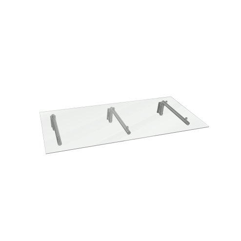 MonsterShop 1800 x 800mm Glass Canopy, 4 Stainless Steel Brackets, Front/Back Door Porch Shelter