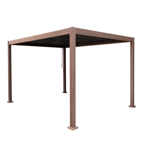 Wood Effect Aluminium Pergola 4m x 3m