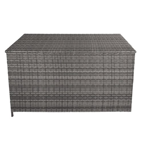 Rattan Garden Storage Grey Box & Waterproof Carry Bag Large Cushion Blanket Tools Toys Furniture Chest 582L Outdoor Patio Deck Steel Frame UV & Weather Resistant Gas Assisted Lift Lid Portable Wheels
