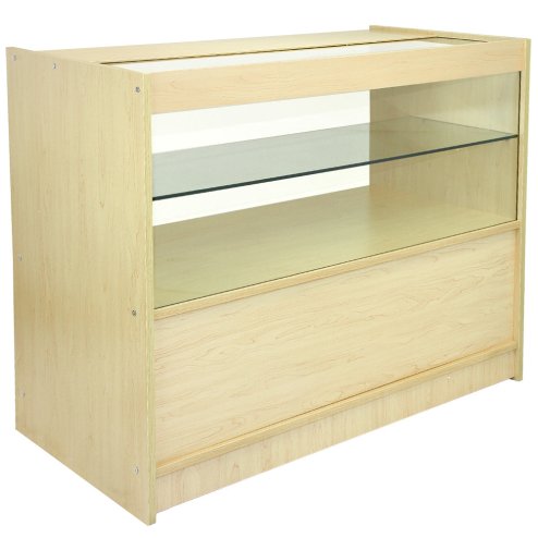 MonsterShop Orion Retail Display Shop Counters Set & Glass Showcase Cabinet Units, Maple