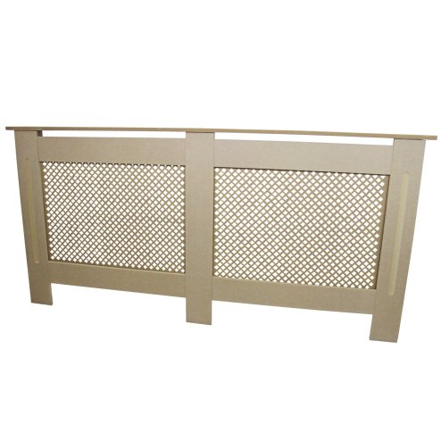 Radiator Cover Natural Unfinished MDF Trellised Grill Modern Cabinet Shelf 1720mm