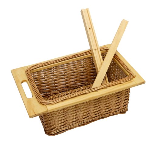 Pull out Wicker Basket Drawer 400mm Kitchen Storage Solution Larder Base Unit Cupboard with Handle Rustic Beech Wood Farmhouse Style 100% Handmade Rattan FREE Fixing Kit Included – Brown