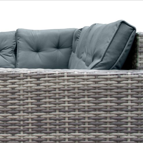 Rattan Corner Dining Set & Garden Storage Box Grey 9-Seater L Sofa Stools Glass Table Large Cushion Furniture Chest 582L Outdoor Patio Steel Frame UV Resistant FREE Waterproof Carry Bag & Rain Cover