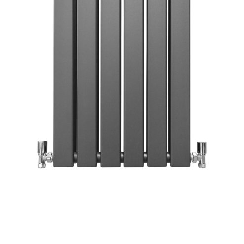 Designer Radiators 180 x 42cm Flat Panel Modern Central Heating Anthracite Grey Vertical Column Double Panel Wall Mounted Slimline Kitchen Living Room Bathroom Commercial Cleaning Brush & Fixing Kit