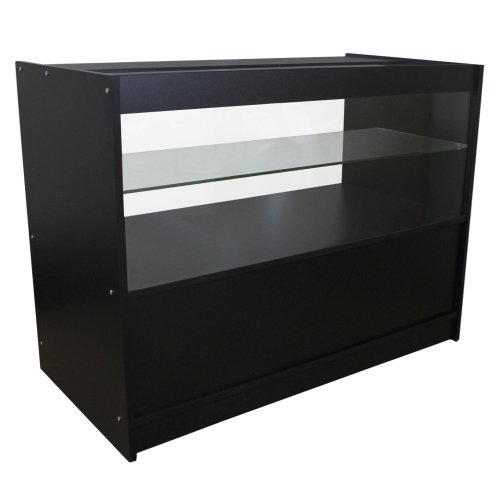 MonsterShop Retail Counter Black Display Storage Showcase Cabinet Glass Shelves C1200