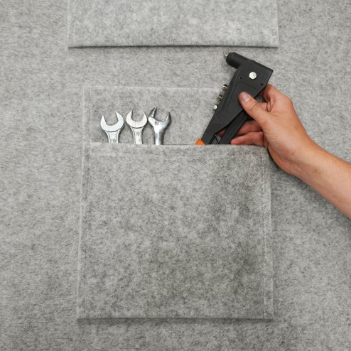 Fabric Storage Pouches 2 Pack 2 Sizes Silver Grey Car Motorhome Camper Van Matching Lining Tool Paperwork Document Pocket Organiser Holder Accessories Portable Fixed 100% Polypropylene 3mm Thick