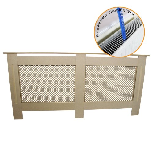 Radiator Cover Natural Unfinished MDF Trellised Grill Modern Cabinet Shelf 1720mm