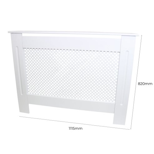 Radiator Cover White MDF Trellised Grill Modern Cabinet Shelf 1115mm