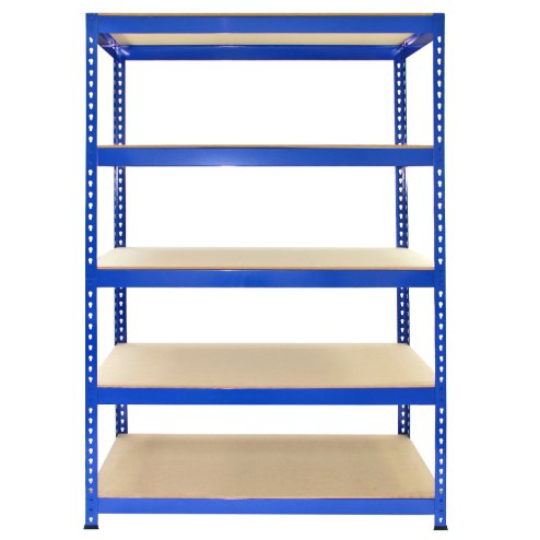 10 x Blue Racking Bay Unit 5 Tier Heavy Duty Steel Metal 200kg capacity Per Shelf Garage Shelves Storage Warehouse Shed Workshop Boltless Shelving 120 x 50 x 180cm Free Rubber Mallet