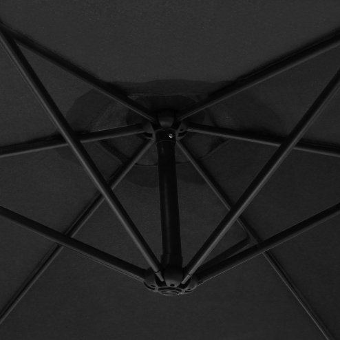3m Cantilever Garden Parasol Banana Hanging Umbrella Winding Crank Shade Patio Outdoor Sun Shade Tilt UV Protection | Black