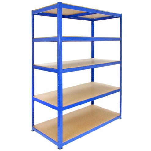 T-Rax  Garage Shelving Unit Extra Wide - 5 Tier Heavy Duty Rack for Storage Steel Utility Shelves | Metal & MDF Boltless Racking Assembly System | 1800KG Capacity | 360KG Per Shelf, Blue
