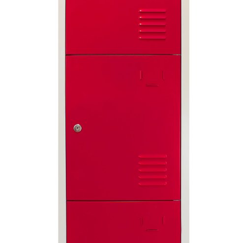 MonsterShop Metal Lockers 4 Door Storage Cupboard Red & Grey Assembled Metal Lockable Unit Filing Cabinet School Staff Gym Changing