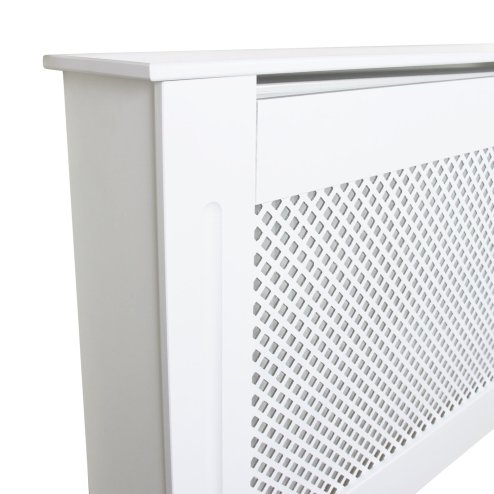 Radiator Cover White MDF Trellised Grill Modern Cabinet Shelf 1515mm